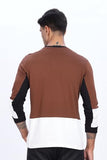 ADRO Men Full Sleeve T-Shirt | Premium Cotton Tshirt for Men|Casual Fashion Relaxed Fit Full Sleeve Round Neck Tshirt|FR24-BRWS-XL Brown White,Brown, White
