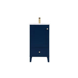 Elegant Decor Sommerville 18 Steel And Wood Single Bathroom Vanity In Blue