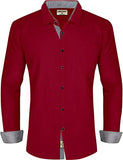 Lookmark Men'S Cotton Blend Stitched Solid Full Sleeve Shirt(Shirt 06-L) Red
