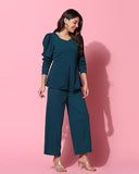 Dhruvi Trendz Womens Rayon Co-Ord Set Regular Fit Co-Ord Set (Dt-W1806&Tr862_Turquoise_S)