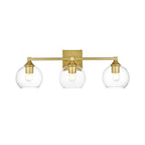 Living District Foster 3-Light Iron & Glass Bath Sconce In Brass/Clear