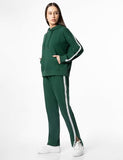 Fyltr Women'S Drop Shoulder Hoodie & Joggers Set With Contrast Branded Tape On Sleeve And Jogger Side Seam - Rib Hem & Cuff | Slit Detail At Hem,Enchanted Evergreen,Enchanted Evergreen,M