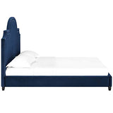 Modway Primrose Performance Velvet Queen Platform Bed With Nailhead Trim In Navy