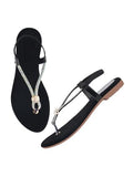 Shoeopia Embellished Strap Silver Flat Sandals For Women & Girls /Eu40,Silver,7,B0DZVPBKNG