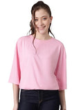 Kotty Women'S Cotton Blend Solid Oversized T-Shirts,Light PinkApparel,S