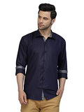 Lookmark Men'S Cotton Blend Stitched Solid Full Sleeve Shirt(New-Shirt 04-Xl) Blue