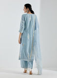 Anni Designer Women'S Cotton Blend Straight Printed Kurta With Pant & Dupatta (Mataji Blue_S_Blue_Small),Blue,S,Cotton Blend,Classic,