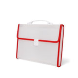 Neomate Expanding File Folder with Handle | 13-Pocket A4/FS Size Document and Certificate Organizer | Transparent Accordion Folder | Red,Red