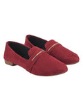 Shoetopia Women'S Cherrysuede Loafers Stylish Slip-On Flats With Gold Accent For Office Casual & Daily Eu39,Cherry,6,B0F317M883