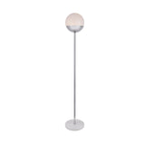 Living District Eclipse 1 Light Chrome Floor Lamp With Frosted White Glass