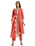 Kaari Roman Silk Womens Kurta Set (KAAAW24WSKD-78860_Rozaana Pink,Rozaana Pink
