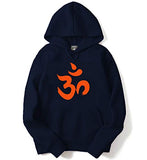 Adro Om Design Printed Cotton Hoodies/Sweatshirts For Men (H21-M-Oum-Nb_Navy_Xl)