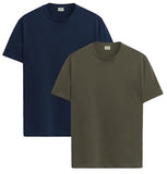 ADRO T Shirts Pack of 2 Mens Tshirts Cotton T Shirts for Men Tshirt T-Shirts Combo T Shirts Tshirts for Men Plain Solid Tshirts Navy Olive Tshirt for Men RCM2-PLN-NB-OL-M,Navy,Olive
