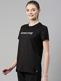 Enamor Womens Athleisure A306-Dry Fit with Antimicrobial & Sweat Wicking Crew Neck Short Sleeve Breathe Active Wear T-Shirt (A306_Jet Black_S),Jet Black