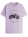 Adro Men'S Royal Bike Design Printed 100% Cotton T-Shirt - Regular Fit, Printed T-Shirts For Men (Rn24-Ryl-Pu_Purple_S)