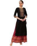 Gosriki Women'S Cotton Straight Kurta With Skirt (Ruma Black_S-Go_Black_Small),Black,,B09HQKCMV9