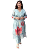 Gosriki Women'S Rayon Viscose Straight Printed Kurta With Pant (Susan Sky-Vks05-Gs_L_Sky Blue_Large),Sky Blue,,B0F8QCW38Y