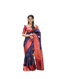 Flosive Womens Present Banarasi Soft Lichi Silk Saree Beautiful Jacquard Rich Pallu Design Work Zari Woven Kanjivaram Silk Style