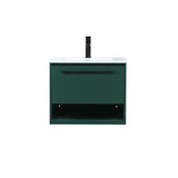 Elegant Decor Roman 24 Aluminum Alloy Mdf Single Bathroom Vanity In Green