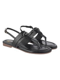 Shoetopia Buckle Detailed White Flat Sandals For Women & Girls /Eu41,Black,8,B0F9FMPCJD