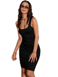 Wedani Georgette Solid One Piece Dress For Women,BLACK,M
