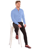 Lookmark Men'S Cotton Blend Blue Color Stitched Solid Full Sleeve Shirt(Amzn-Shirt 54-L)