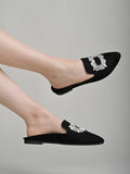 Shoetopia Women'S Flat Mules Black,Black,6,B0CXJ2G1CP