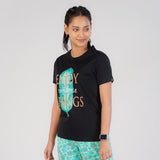 Rupa Colors Playsure Printed Cotton Blended Round Neck Women'S T-Shirt Short-Sleeve Pack Of 1,BlackApparel,L