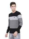 Adro Men'S Full Sleeve Cotton Color Block T-Shirts (Fr4-4-Bst-Bl_Black_M)