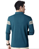 Eyebogler Polo Neck Full Sleeve Printed Casual Men Tshirt,Teal Melange Cement Apparel,2XL
