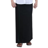 Prakasam Cotton Men'S Black Single Dhoti With Pocket - Size Medium (Hip 34-38)