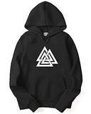 Adro Men'S Cotton Neck Hooded Sweatshirt (H21-M-Tkt-Bl_Black_L)