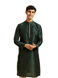 Diwas By Manyavar Men'S Art Silk Embroidered Solid Kurta (Dark Green,Xxl)