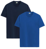 ADRO T Shirts Pack of 2 Mens Tshirts Cotton T Shirts for Men Tshirt T-Shirts Combo T Shirts Tshirts for Men Plain Solid Tshirts Navy Royal Blue Tshirt for Men RCM2-PLN-NB-RB-L,Navy,Royal Blue