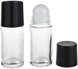 Qintreesify 2Pcs Black Clear Empty Glass Essential Oil Roller Bottles Vials Containers Refillable Roll-on Bottles with Refillabl