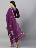 Anni Designer Women'S Cotton Blend Straight Printed Kurta With Pant & Dupatta (Tank Violet-Nw_M_Violet_Medium),Violet,M,Cotton Blend,Straight,Dupatta