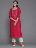 Libas Women'S Silk Printed Straight Kurtas (29645C Pink