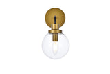 Living District Hanson 1-Light Metal Bath Sconce W/Clear Shade In Black/Brass