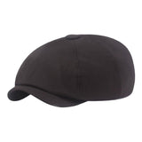 Kacheeg MenS Cotton Painter Beret Peaked Cap Retro Forward Hat For Outdoor Wear Black