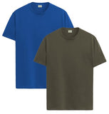 ADRO T Shirts Pack of 2 Mens Tshirts Cotton T Shirts for Men Tshirt T-Shirts Combo T Shirts Tshirts for Men Plain Solid Tshirts Royal Blue Olive Tshirt for Men RCM2-PLN-RB-OL-S,Royal Blue,Olive