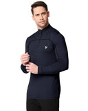 Eyebogler Men High Neck Solid Full Sleeve Regular Fit T-Shirt Navy Blue,Navy BlueApparel,M