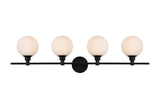 Living District Cordelia 4-Light Iron/Glass Bath Sconce In Black/Frosted White