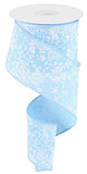 Mini Rose Wired Edge Ribbon, 10 Yards (Pale Blue, 2.5 Inch)