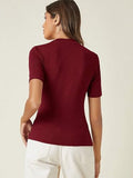 Kotty Women'S Slim Fit Half Sleeve Ribbed T-Shirt(Red_M)
