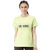Enamor Women'S Letter Print Relaxed T-Shirt (A301_Soft Lime-Be Kind Graphic S)