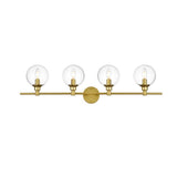 Living District Jaelynn 4-Light Iron & Glass Bath Sconce In Brass/Clear