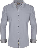Lookmark Men'S Cotton Blend Stitched Solid Full Sleeve Shirt(Shirt 03-Xxl) Grey