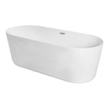 Elegant Decor Indoor Modern 71 Inch Soaking Roll Top Bathtub In Glossy White - 71X31.4X23.6
