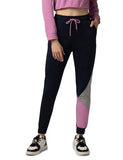 Fyltr Women'S Asymmetric Colourblock Joggers With Elasticated Waistband & Contrast Drawcord,Vainly Navy,Vainly Navy,28