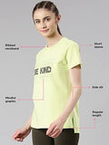 Enamor Women'S Letter Print Relaxed T-Shirt (A301_Soft Lime-Be Kind Graphic Xl)